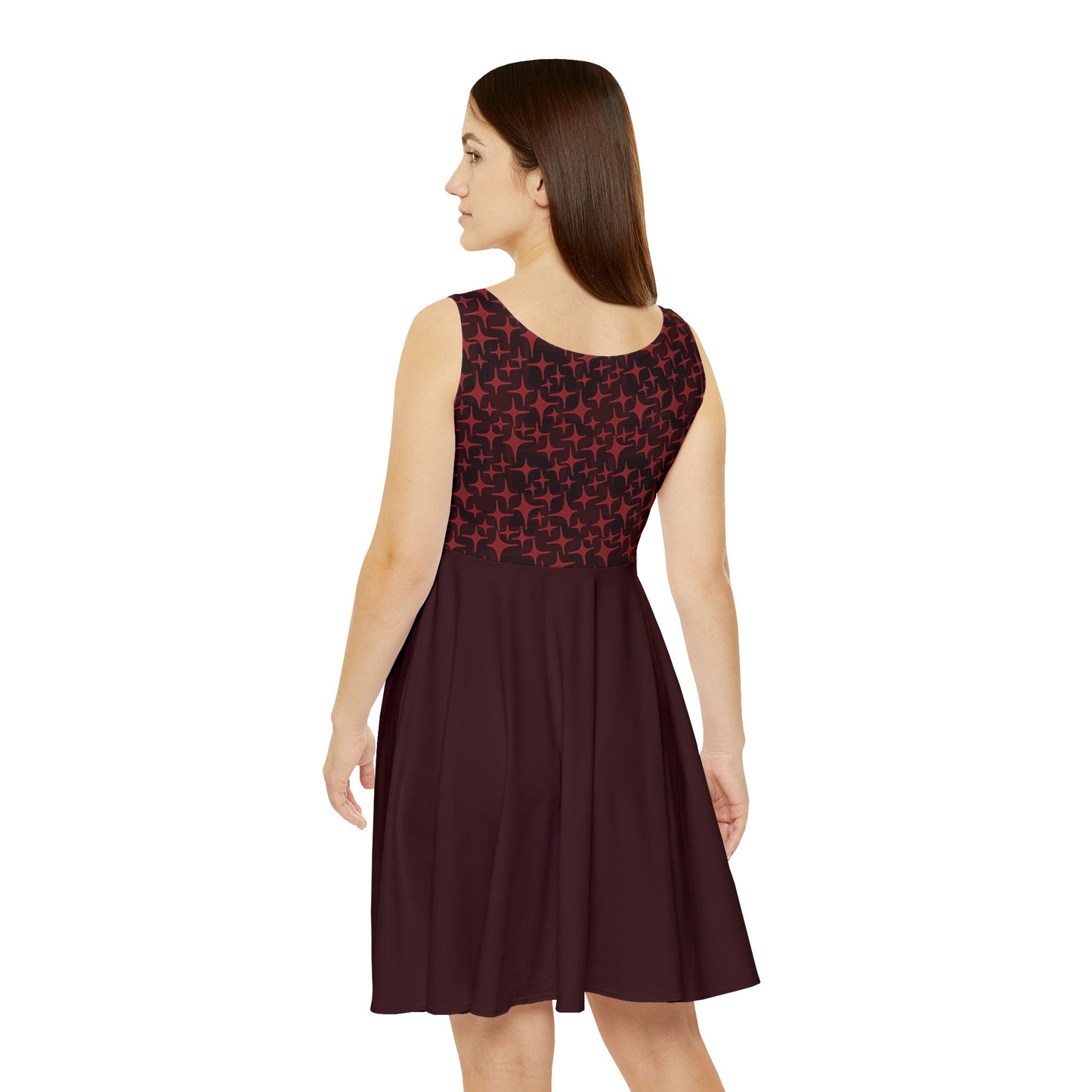 STAR PATTERN SKATER DRESS (DEEP CRIMSON)