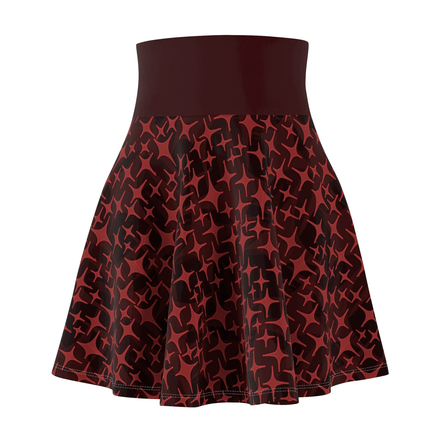 STAR PATTERN SKATER SKIRT (DEEP CRIMSON)