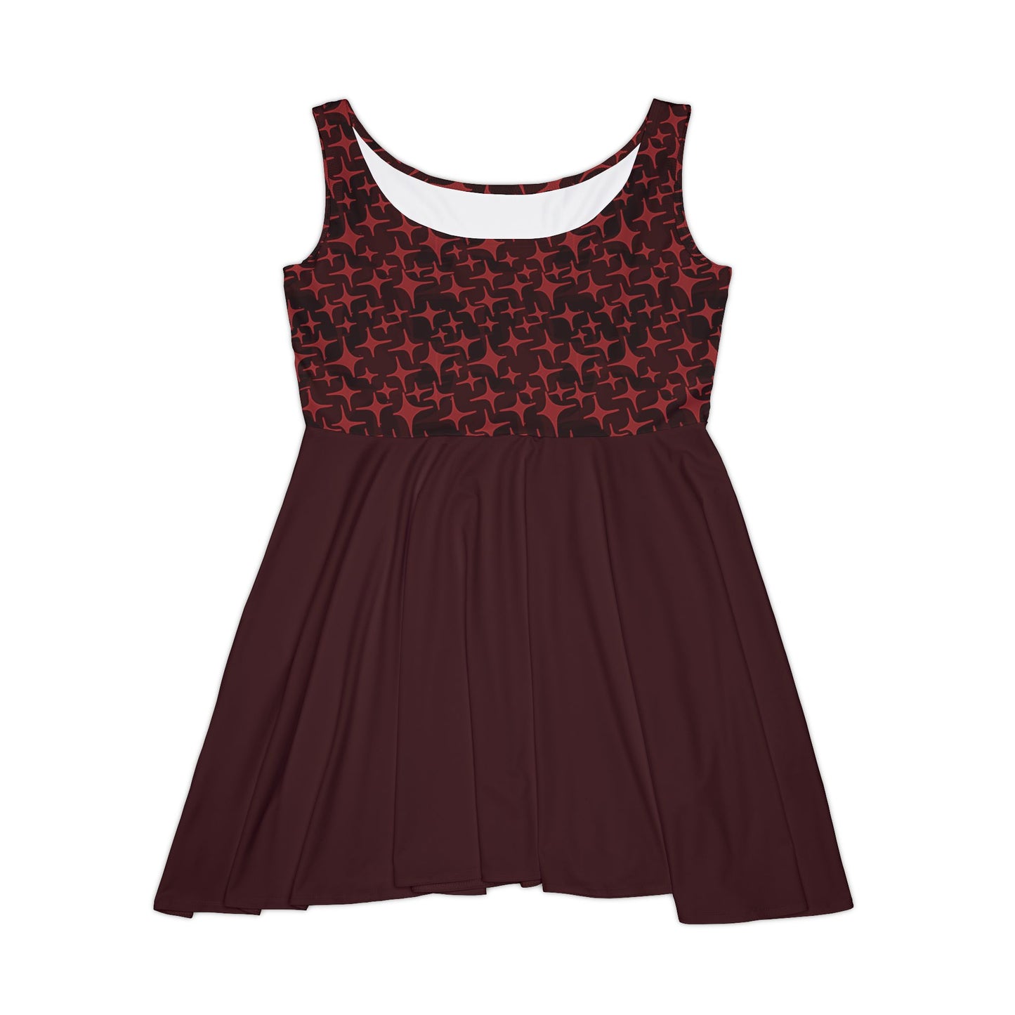 STAR PATTERN SKATER DRESS (DEEP CRIMSON)