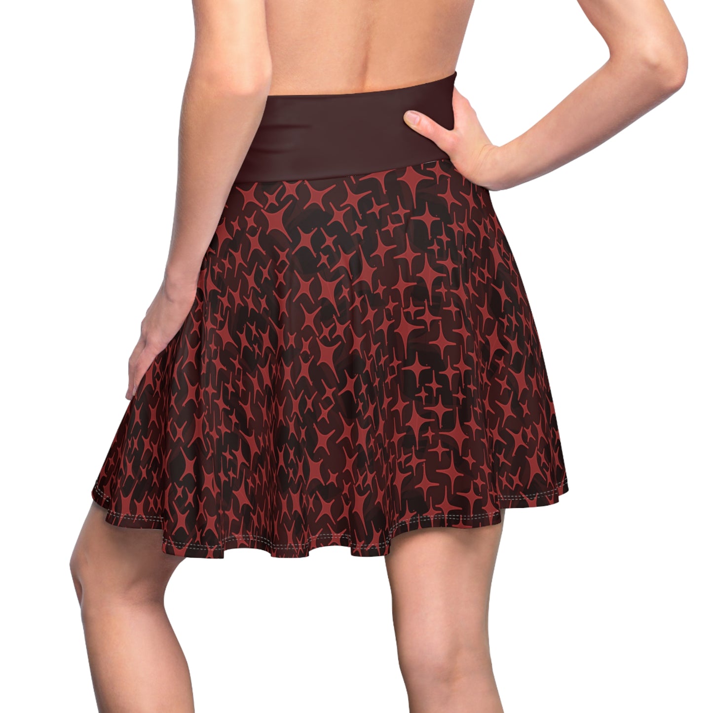 STAR PATTERN SKATER SKIRT (DEEP CRIMSON)