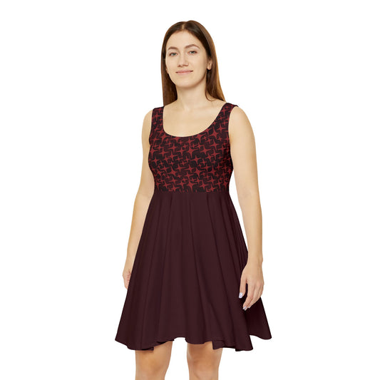 STAR PATTERN SKATER DRESS (DEEP CRIMSON)