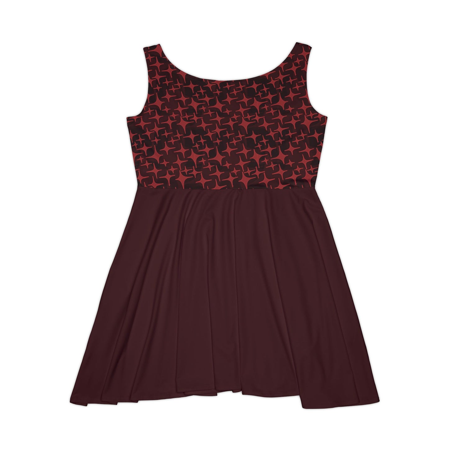 STAR PATTERN SKATER DRESS (DEEP CRIMSON)